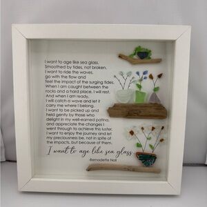Framed Sea Glass Art with Inspirational Quote